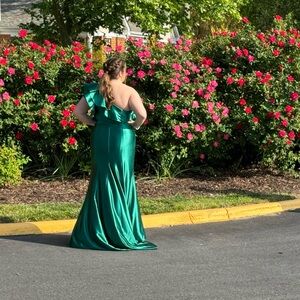 Emerald Green Backless Bustier Gown for Prom